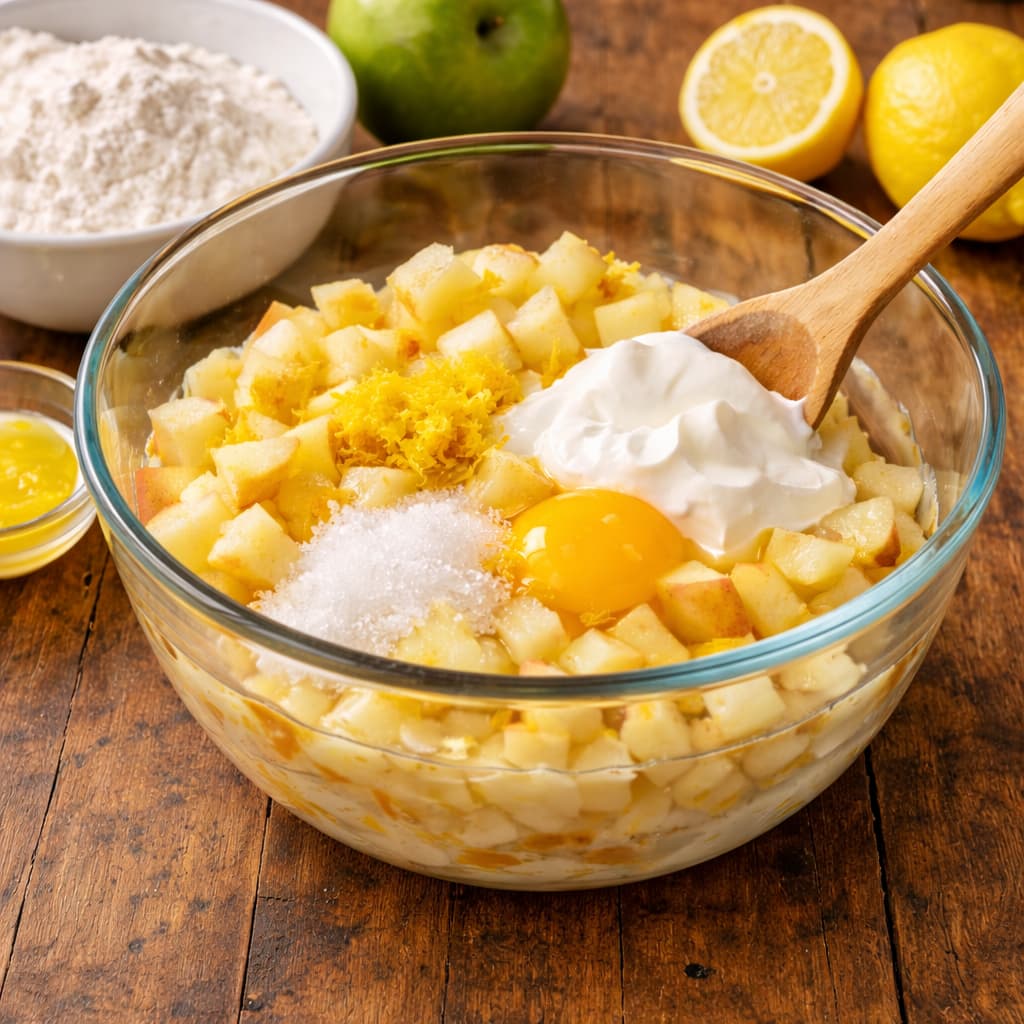 Mary Berry Apple and Lemon Cake prepration